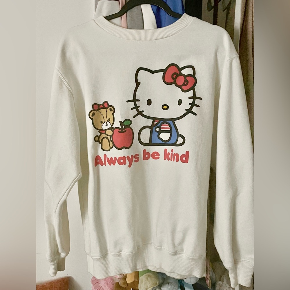 Hello Kitty "Always Be Kind" White Graphic Sweatshirt
